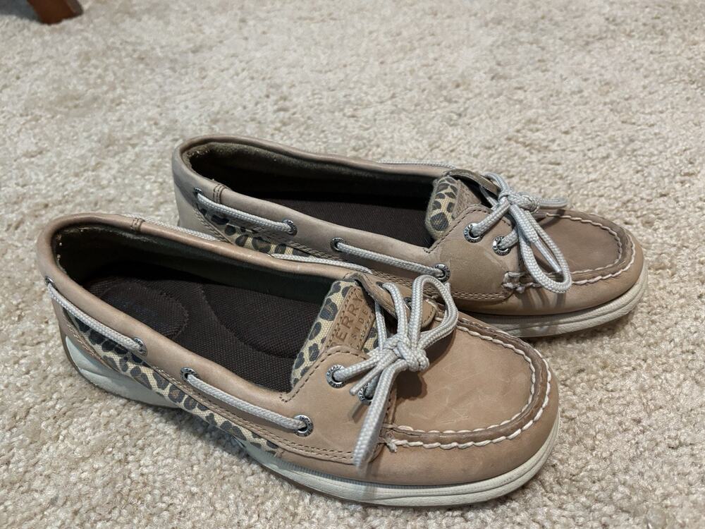 SPERRY Sz 6.5 Topsiders Animal Cheetah Leopard Genuine Leather Loafer Comfort